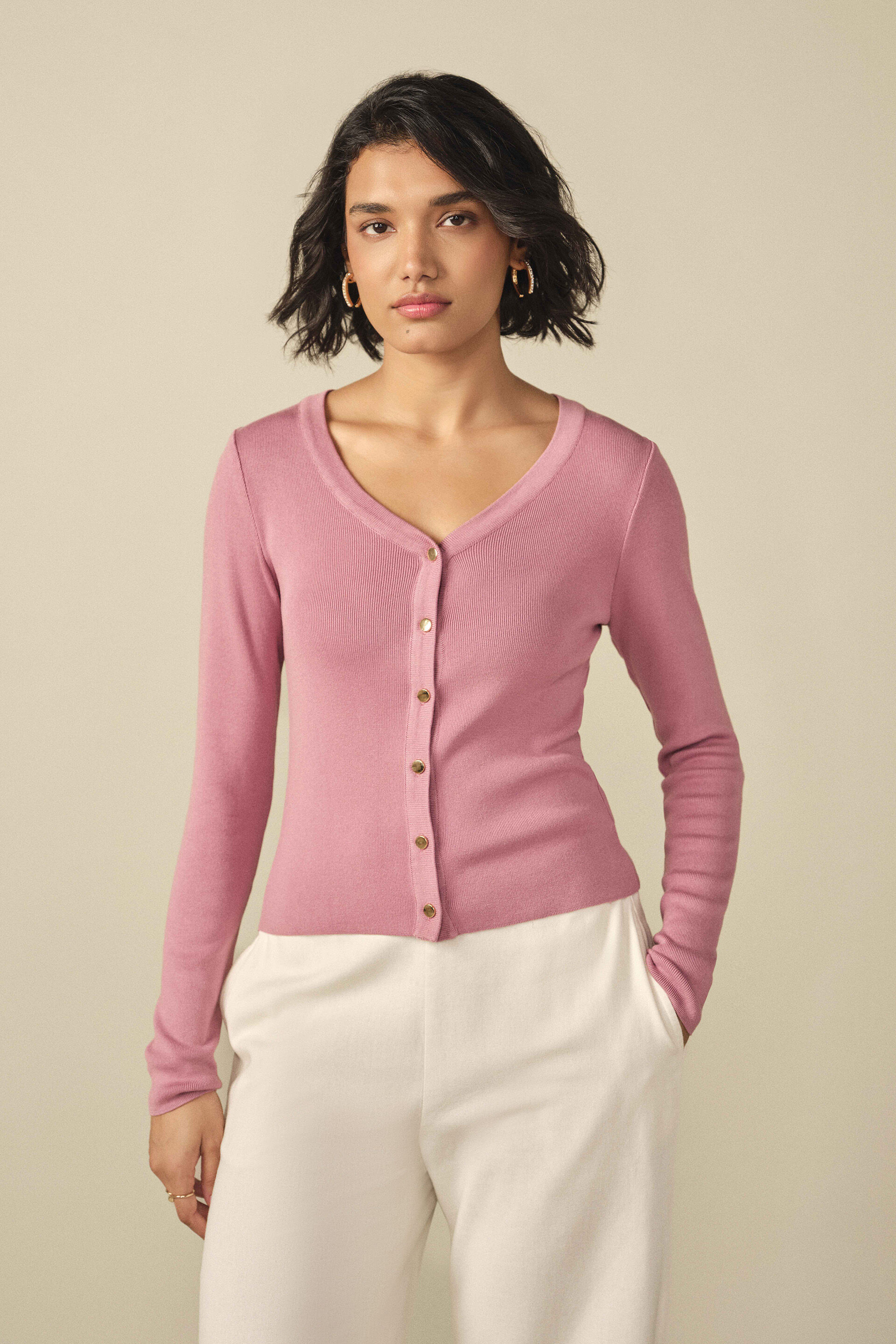 Solid Cardigan in Pink